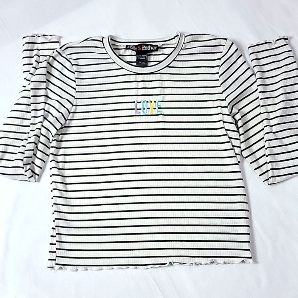 🖤 5/$20 🖤 POLLY & ESTHER.. striped, ribbed, long sleeve top..